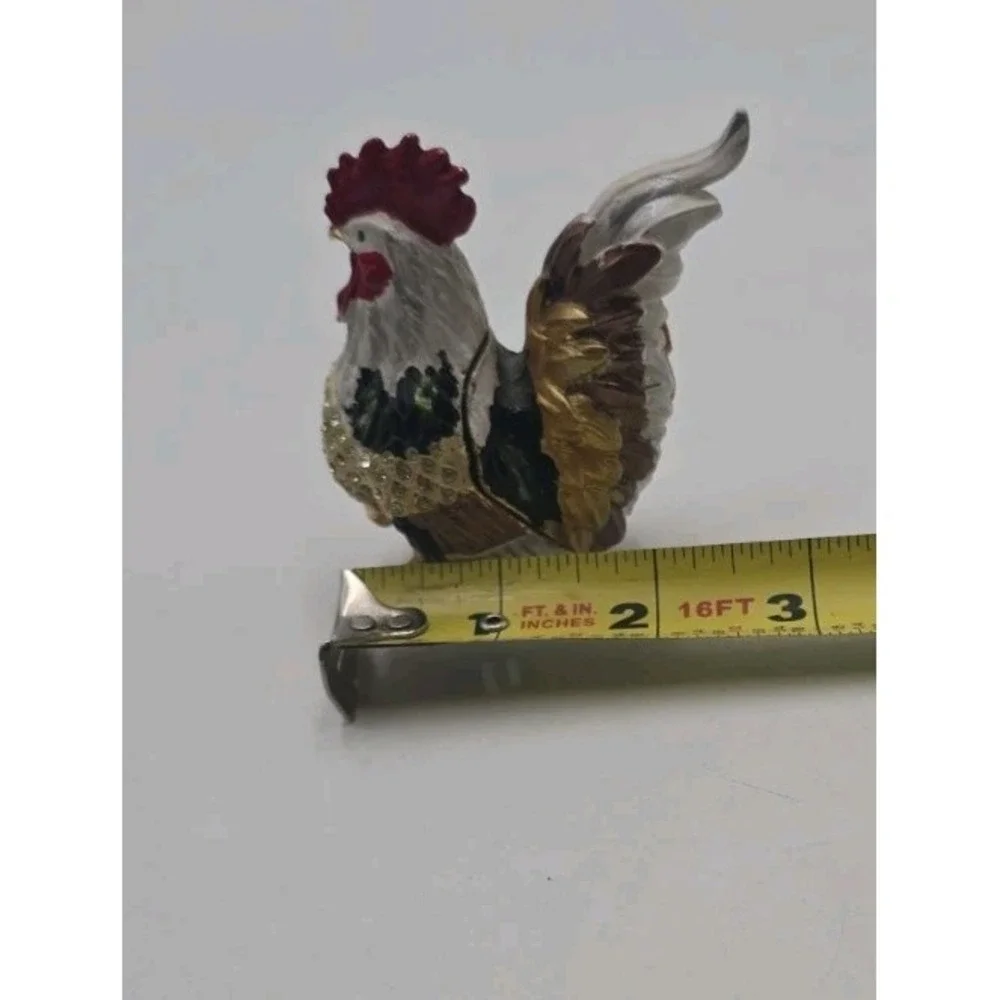 Leonardo Collection Jeweled Rooster Trinket Box Rhinestone Figurine Vintage